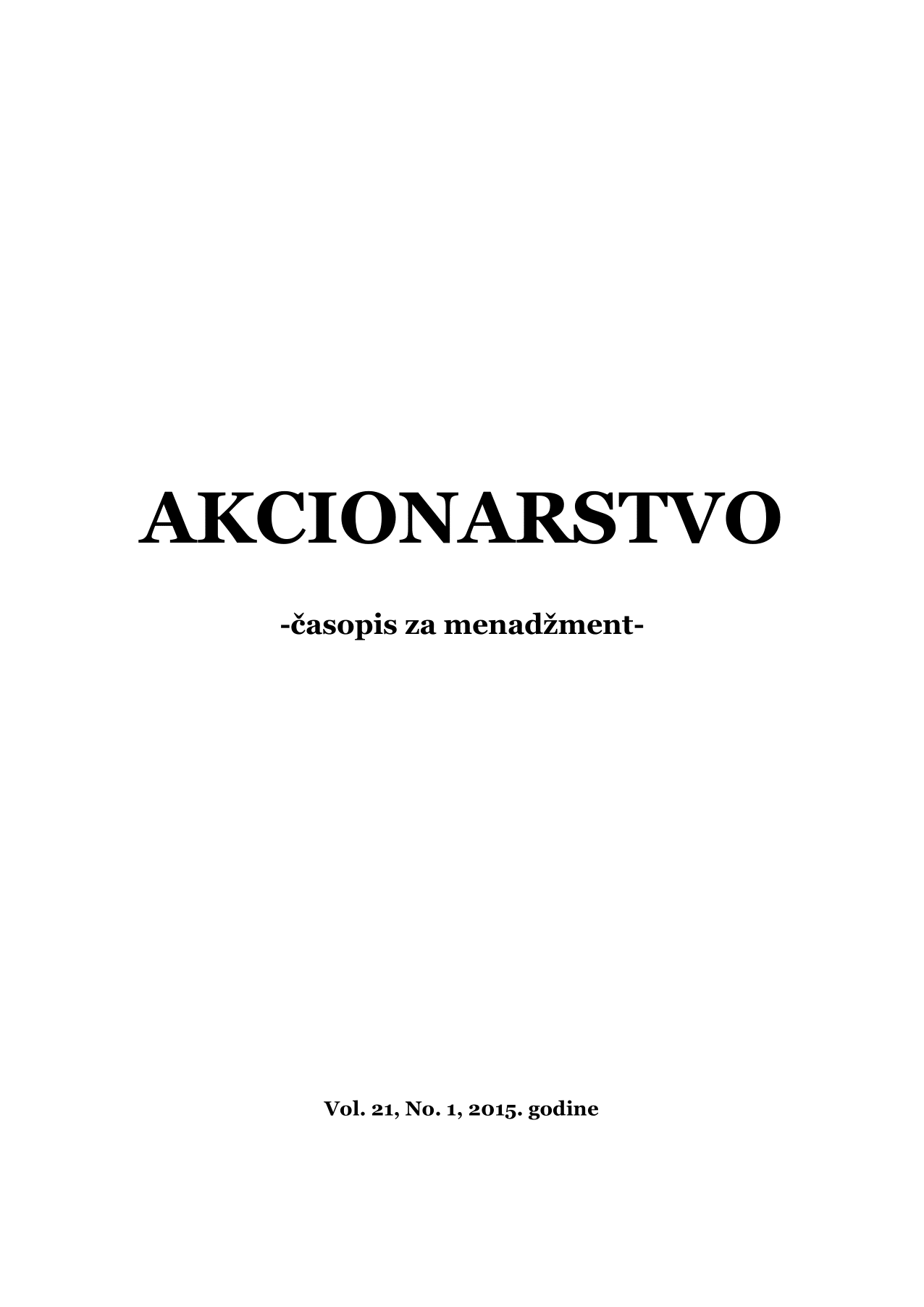 Vol. 21, No. 1, 2015.