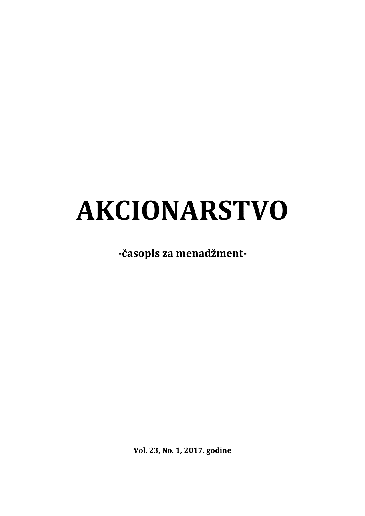 Vol. 23, No. 1, 2017.